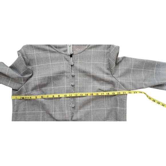 NWT Lela Rose Pearl Chestnut Plaid Wool Full Sleeve Dress Size 16 - Picture 14 of 16